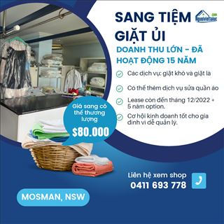 Sang lại tiệm giặt ủi doanh thu lớn, đã hoạt động hơn 15 năm