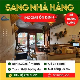 Nhà hàng vùng St Kilda hoạt động ổn định, rent tốt cần sang lại