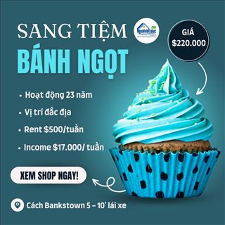 Sang tiệm bánh ngọt lợi nhuận cao cách Bankstown 5 - 10' lái xe