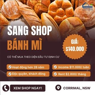 Sang shop bánh mì lâu đời, income cao vùng Corrimal, NSW