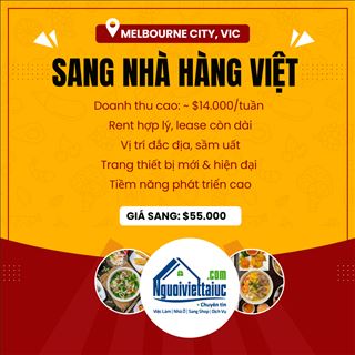 Sang gấp nhà hàng gần Melbourne city thu nhập rất tốt, giá rẻ